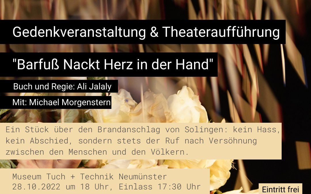 Einladung Theatervorstellung „Barfuß Nackt Herz in der Hand“