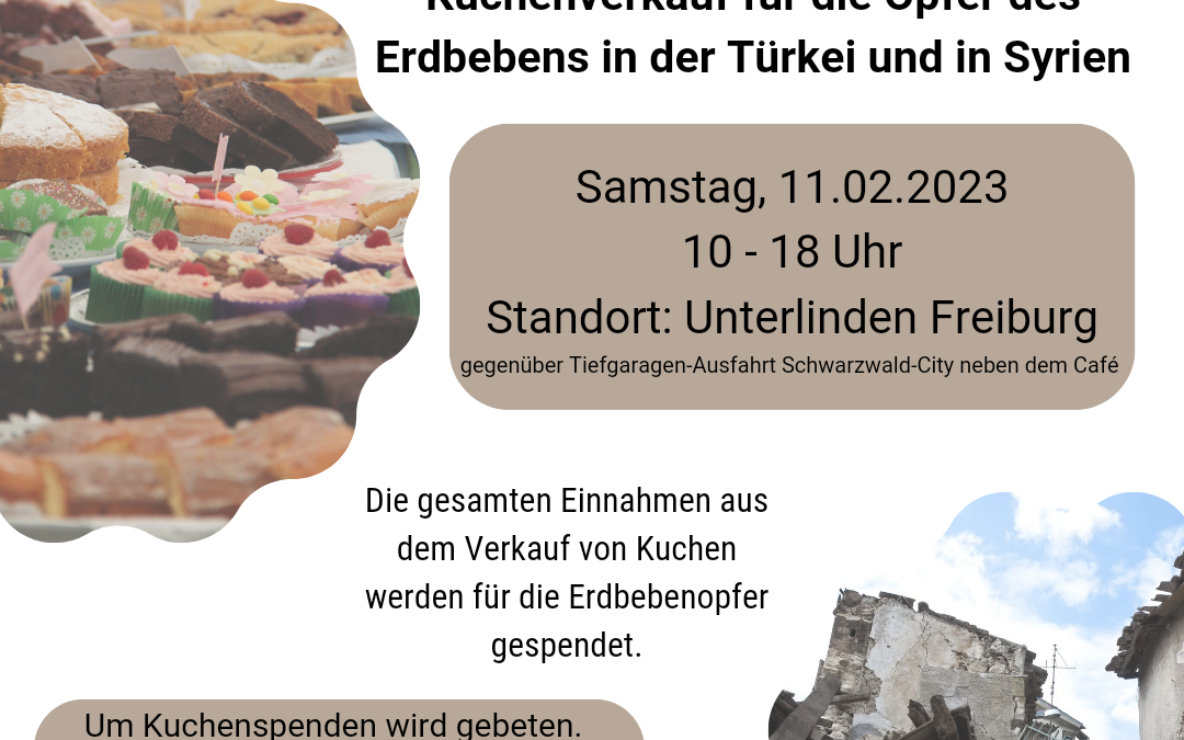 Kuchenverkauf für die Erdbebenopfer am 11.02.2023