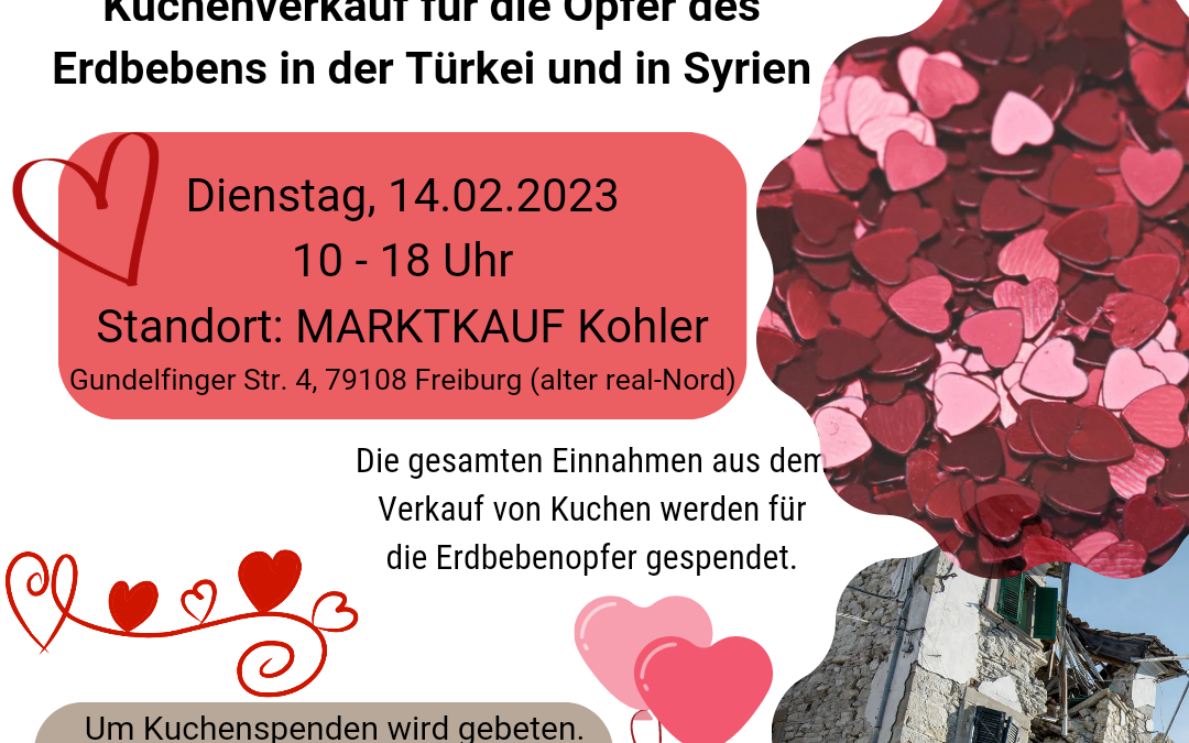 An Valentinstag verkaufen wir weiter Kuchen für die Erdbebenopfer