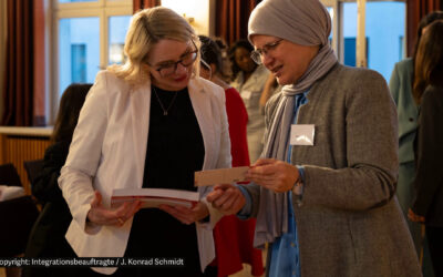 Frauen des Wohlfahrverbands Sozialdienst muslimischer Frauen e.V. nahmen an der Veranstaltung „Stark. Qualifiziert. Auf dem Weg.“ teil.