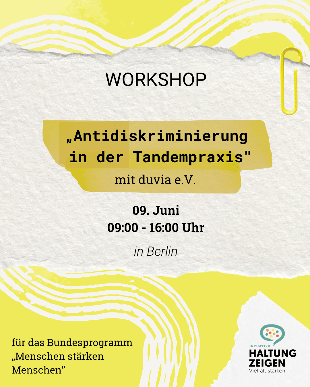 Workshop: „Antidiskriminierung in der Tandempraxis"