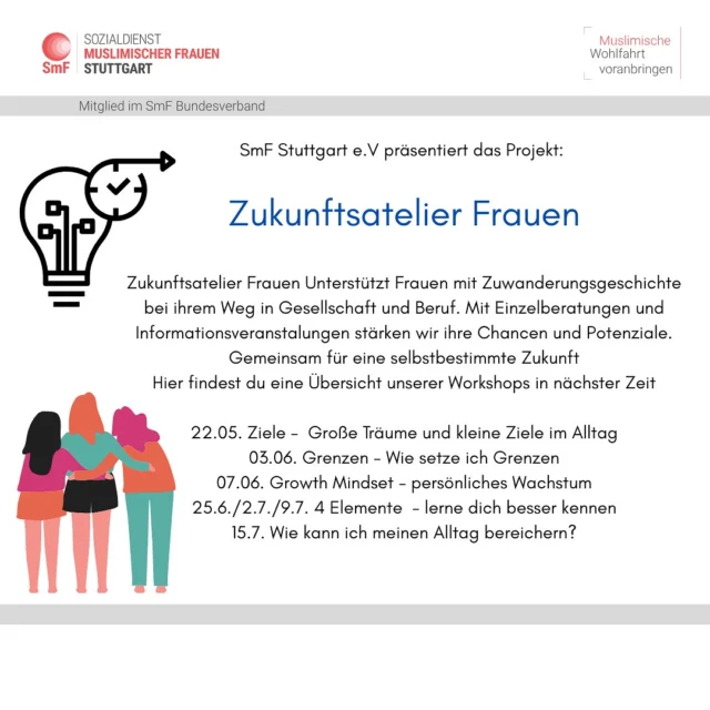 Zukunftsatelier Frauen Unterstützt Frauen mit Zuwanderungsgeschichte bei ihrem Weg in Gesellschaft und Beruf. Mit Einzelberatungen und Informationsveranstalungen stärken wir ihre Chancen und Potenziale.
Gemeinsam für eine selbstbestimmte Zukunft✨ #ZukunftsatelierFrauen #Empowerment #StarkeFrauen #Weiterkommen #Selbstbestimmt #Chancengleichheit #VielfaltStärken